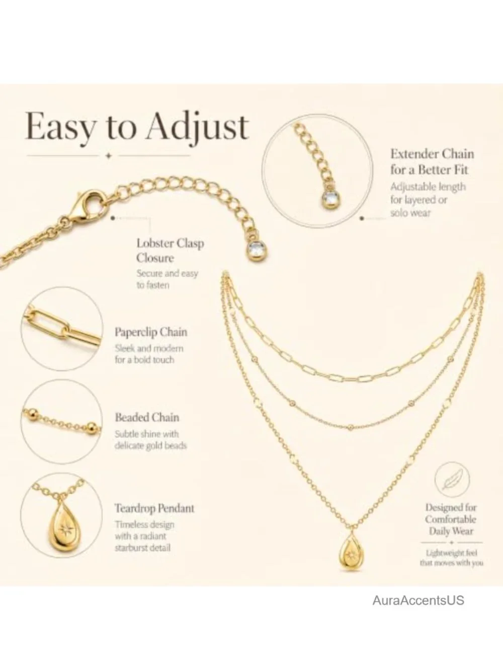 14K Gold Plated Layered Necklace Set Paperclip Snake Chain Dainty Coin Cross